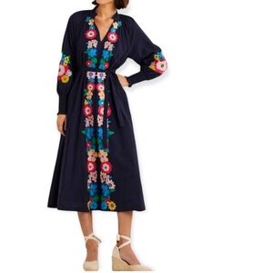 Boden • Embroidered Cotton Maxi Dress Navy